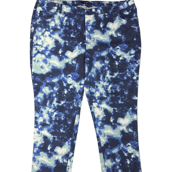 Denim 24/7 Blue Watercolor Straight Leg Jeans (28W) - Picture 2 of 9